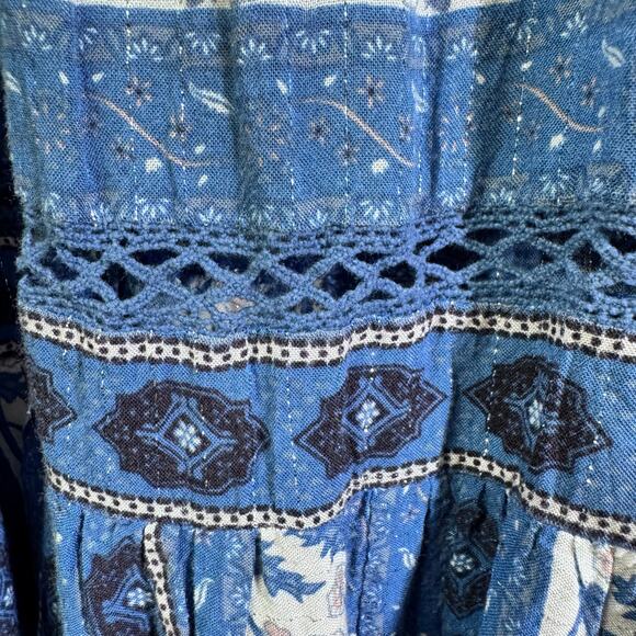 SPELL & THE GYPSY Dress Small Collective Zahara Maxi Boho Floral Metallic Thread - Picture 11 of 16